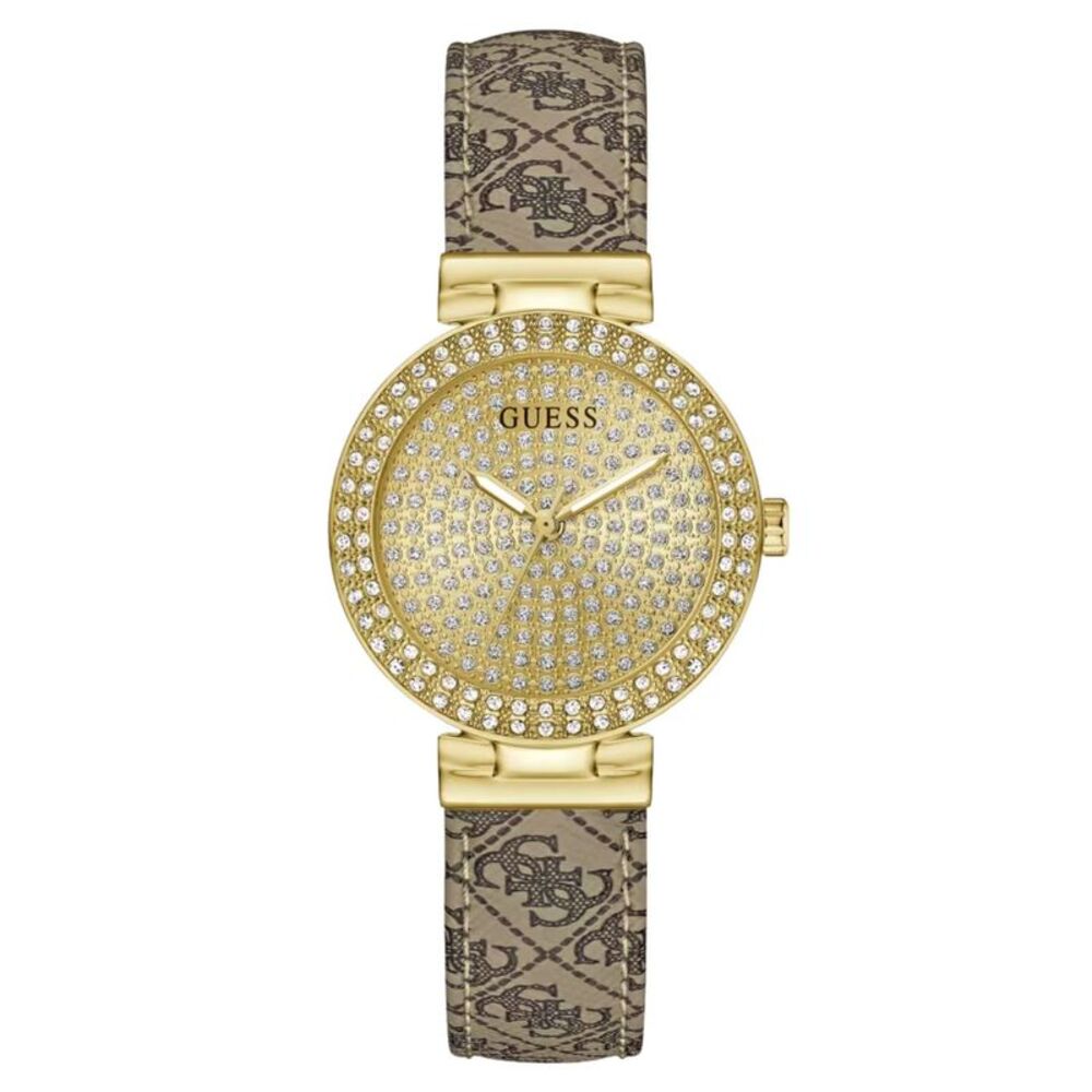 Guess Women's Glitz Plaque Gold Dial Watch - GW0943L2